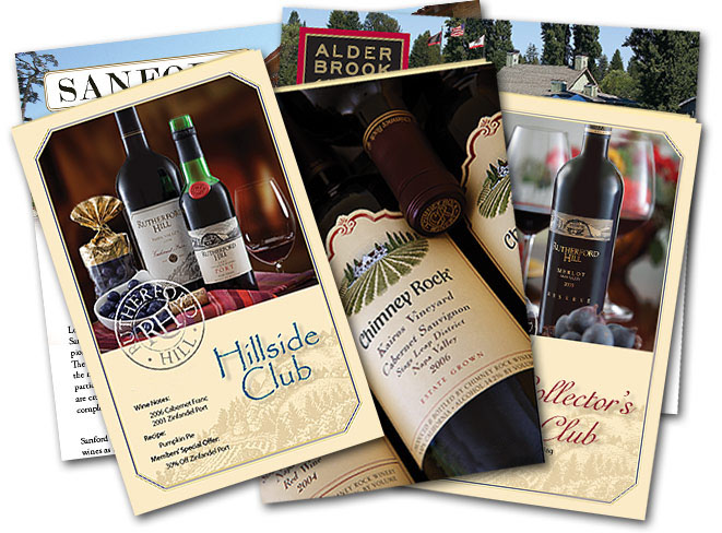 Wine club newsletters designed and produced by Bruce Philpott