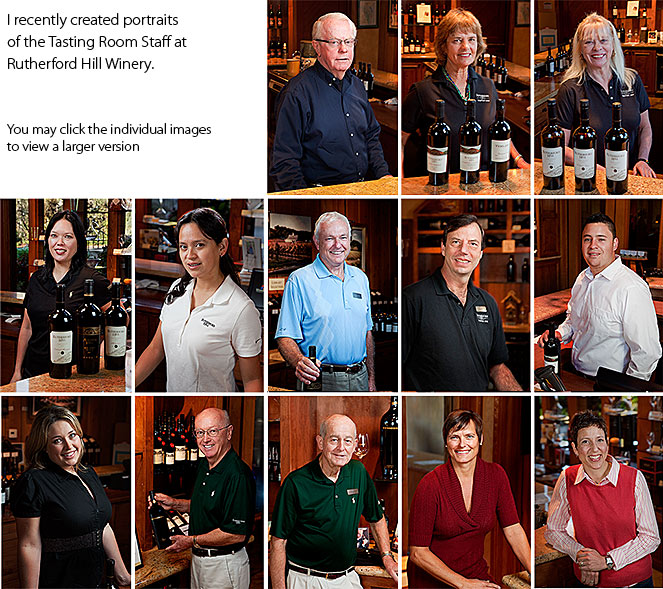 Portraits of the Rutherford Hill Winery Tasting Room staff