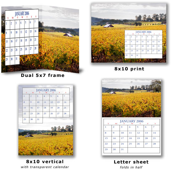 calendars. shape of the calendar to